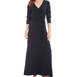 Navy blue faux-wrap dress